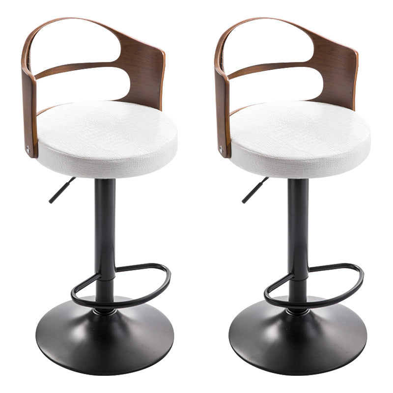 Modern Backrest Liftable Stool Iron Household Bar Stool with Cushion and Pedal Gloss White 2 Piece Set Clearhalo 'Bar Furniture' 'Bar Stools' 'bar_stools' 'furn' 'furn_bar_stools' 'furniture_bar_stools' 'Kitchen & Dining Furniture' 'kitchen&dining_furn' 'kitchen' 'kitchen_furn' Furniture' 4354571