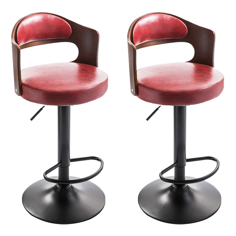 Modern Backrest Liftable Stool Iron Household Bar Stool with Cushion and Pedal Burgundy 2 Piece Set Clearhalo 'Bar Furniture' 'Bar Stools' 'bar_stools' 'furn' 'furn_bar_stools' 'furniture_bar_stools' 'Kitchen & Dining Furniture' 'kitchen&dining_furn' 'kitchen' 'kitchen_furn' Furniture' 4354572