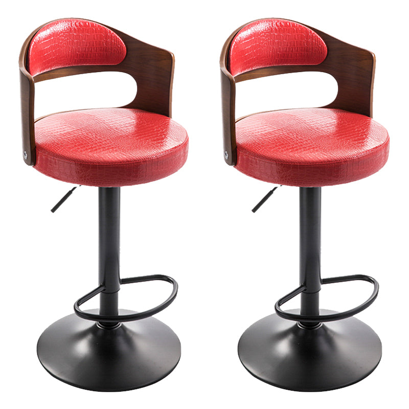 Modern Backrest Liftable Stool Iron Household Bar Stool with Cushion and Pedal Red 2 Piece Set Clearhalo 'Bar Furniture' 'Bar Stools' 'bar_stools' 'furn' 'furn_bar_stools' 'furniture_bar_stools' 'Kitchen & Dining Furniture' 'kitchen&dining_furn' 'kitchen' 'kitchen_furn' Furniture' 4354574