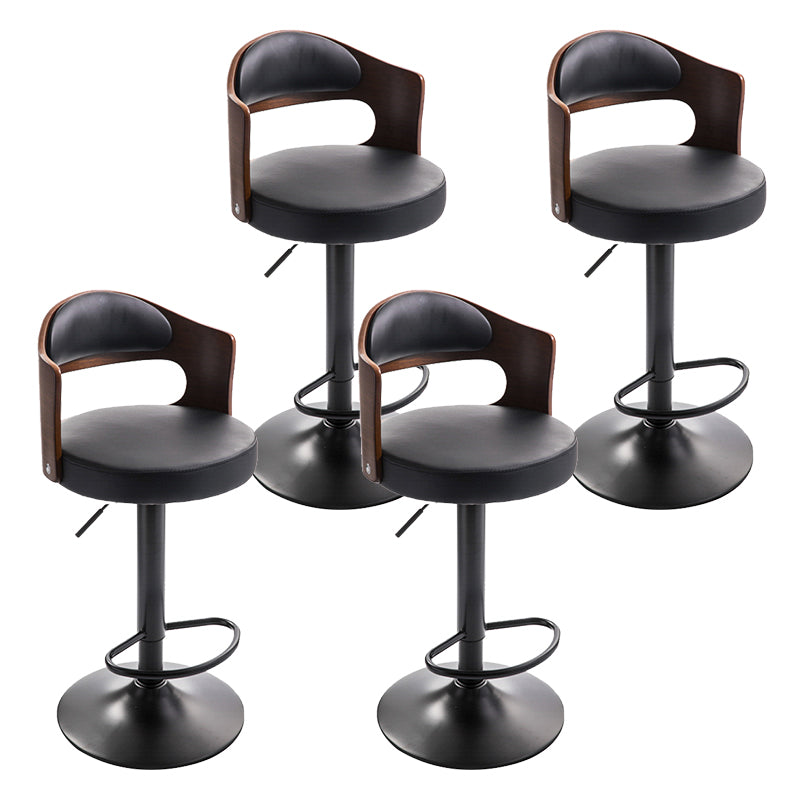 Modern Backrest Liftable Stool Iron Household Bar Stool with Cushion and Pedal Gloss Black 4 Piece Set Clearhalo 'Bar Furniture' 'Bar Stools' 'bar_stools' 'furn' 'furn_bar_stools' 'furniture_bar_stools' 'Kitchen & Dining Furniture' 'kitchen&dining_furn' 'kitchen' 'kitchen_furn' Furniture' 4354577