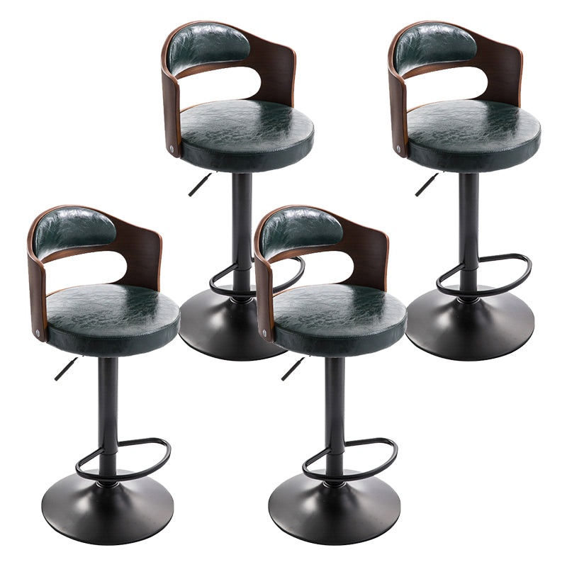 Modern Backrest Liftable Stool Iron Household Bar Stool with Cushion and Pedal Blackish Green 4 Piece Set Clearhalo 'Bar Furniture' 'Bar Stools' 'bar_stools' 'furn' 'furn_bar_stools' 'furniture_bar_stools' 'Kitchen & Dining Furniture' 'kitchen&dining_furn' 'kitchen' 'kitchen_furn' Furniture' 4354579
