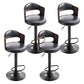 Modern Backrest Liftable Stool Iron Household Bar Stool with Cushion and Pedal Matte Black 4 Piece Set Clearhalo 'Bar Furniture' 'Bar Stools' 'bar_stools' 'furn' 'furn_bar_stools' 'furniture_bar_stools' 'Kitchen & Dining Furniture' 'kitchen&dining_furn' 'kitchen' 'kitchen_furn' Furniture' 4354581
