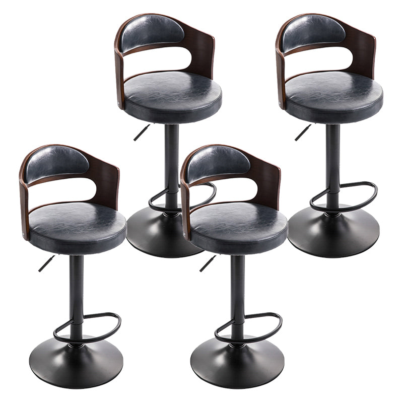 Modern Backrest Liftable Stool Iron Household Bar Stool with Cushion and Pedal Matte Black 4 Piece Set Clearhalo 'Bar Furniture' 'Bar Stools' 'bar_stools' 'furn' 'furn_bar_stools' 'furniture_bar_stools' 'Kitchen & Dining Furniture' 'kitchen&dining_furn' 'kitchen' 'kitchen_furn' Furniture' 4354581