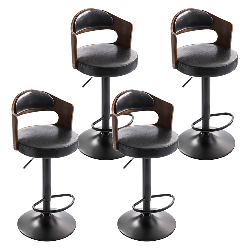 Modern Backrest Liftable Stool Iron Household Bar Stool with Cushion and Pedal Black 4 Piece Set Clearhalo 'Bar Furniture' 'Bar Stools' 'bar_stools' 'furn' 'furn_bar_stools' 'furniture_bar_stools' 'Kitchen & Dining Furniture' 'kitchen&dining_furn' 'kitchen' 'kitchen_furn' Furniture' 4354582