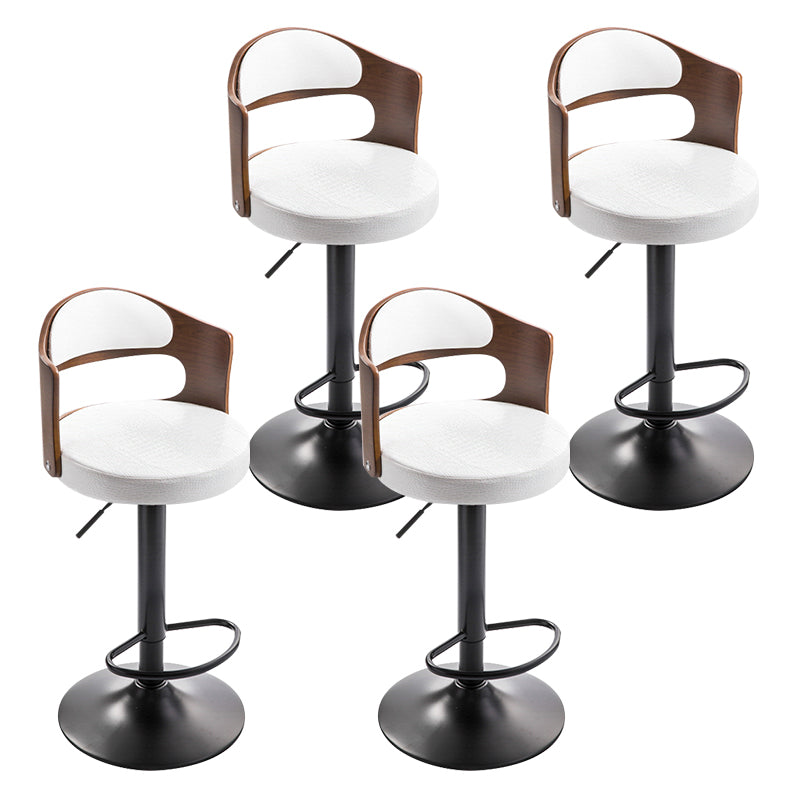 Modern Backrest Liftable Stool Iron Household Bar Stool with Cushion and Pedal Gloss White 4 Piece Set Clearhalo 'Bar Furniture' 'Bar Stools' 'bar_stools' 'furn' 'furn_bar_stools' 'furniture_bar_stools' 'Kitchen & Dining Furniture' 'kitchen&dining_furn' 'kitchen' 'kitchen_furn' Furniture' 4354584