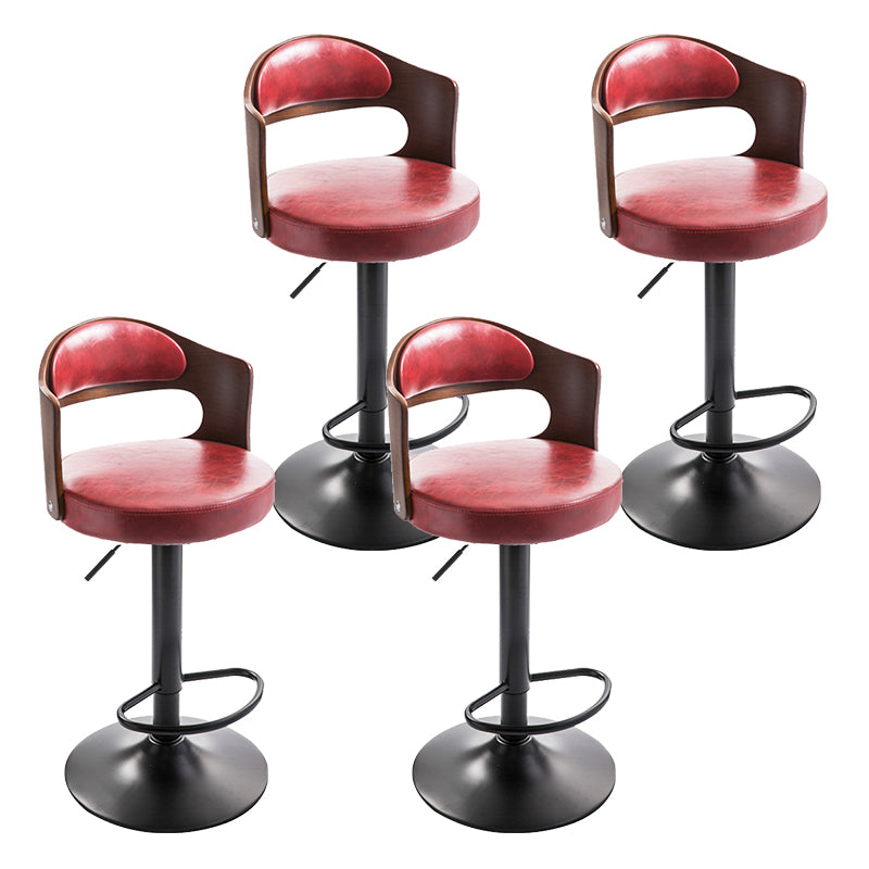 Modern Backrest Liftable Stool Iron Household Bar Stool with Cushion and Pedal Burgundy 4 Piece Set Clearhalo 'Bar Furniture' 'Bar Stools' 'bar_stools' 'furn' 'furn_bar_stools' 'furniture_bar_stools' 'Kitchen & Dining Furniture' 'kitchen&dining_furn' 'kitchen' 'kitchen_furn' Furniture' 4354585