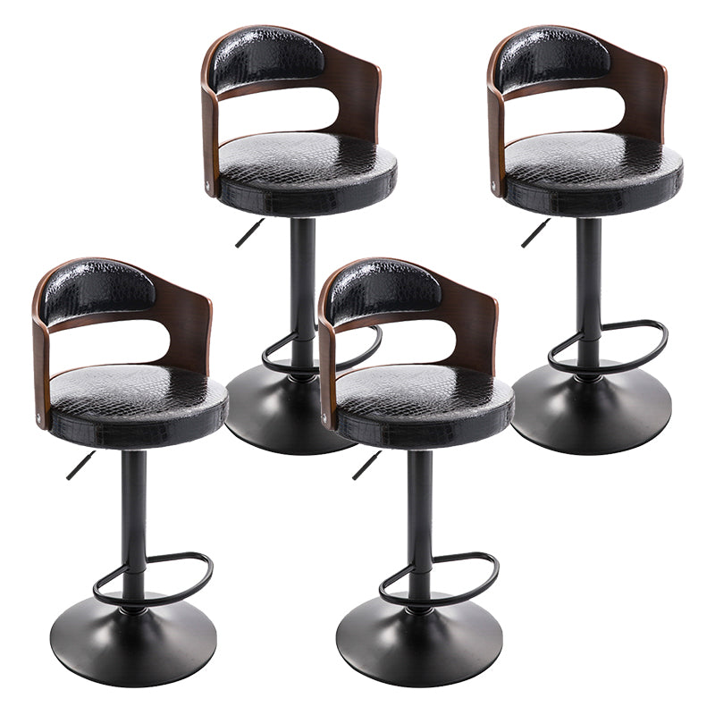 Modern Backrest Liftable Stool Iron Household Bar Stool with Cushion and Pedal Gray-Blue 4 Piece Set Clearhalo 'Bar Furniture' 'Bar Stools' 'bar_stools' 'furn' 'furn_bar_stools' 'furniture_bar_stools' 'Kitchen & Dining Furniture' 'kitchen&dining_furn' 'kitchen' 'kitchen_furn' Furniture' 4354586