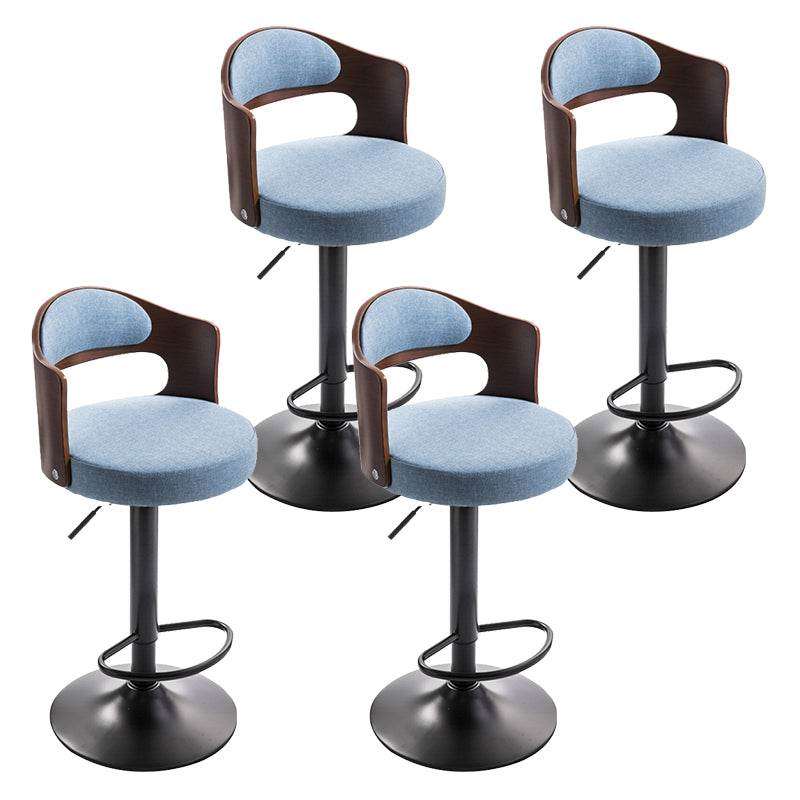 Modern Backrest Liftable Stool Iron Household Bar Stool with Cushion and Pedal Light Blue 4 Piece Set Clearhalo 'Bar Furniture' 'Bar Stools' 'bar_stools' 'furn' 'furn_bar_stools' 'furniture_bar_stools' 'Kitchen & Dining Furniture' 'kitchen&dining_furn' 'kitchen' 'kitchen_furn' Furniture' 4354588