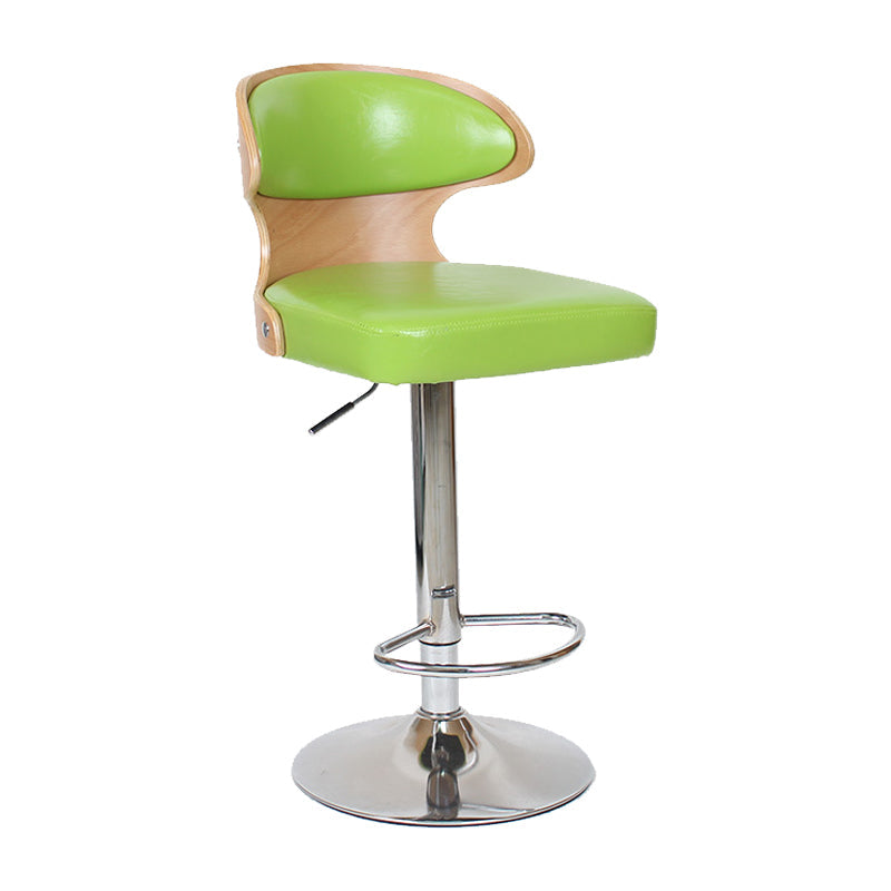 Modern Backrest Liftable Stool Steel Household Bar Stool with Cushion and Pedal Green 1 Piece Clearhalo 'Bar Furniture' 'Bar Stools' 'bar_stools' 'furn' 'furn_bar_stools' 'furniture_bar_stools' 'Kitchen & Dining Furniture' 'kitchen&dining_furn' 'kitchen' 'kitchen_furn' Furniture' 4354592