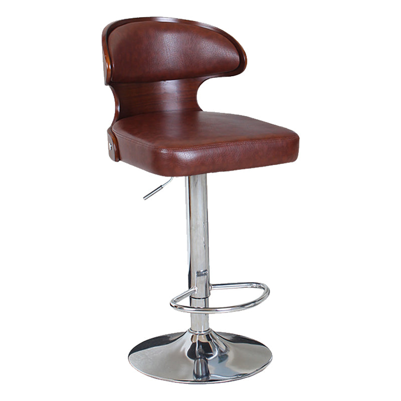 Modern Backrest Liftable Stool Steel Household Bar Stool with Cushion and Pedal Brown 1 Piece Clearhalo 'Bar Furniture' 'Bar Stools' 'bar_stools' 'furn' 'furn_bar_stools' 'furniture_bar_stools' 'Kitchen & Dining Furniture' 'kitchen&dining_furn' 'kitchen' 'kitchen_furn' Furniture' 4354595