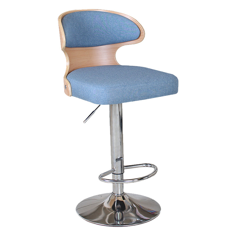 Modern Backrest Liftable Stool Steel Household Bar Stool with Cushion and Pedal Blue 1 Piece Clearhalo 'Bar Furniture' 'Bar Stools' 'bar_stools' 'furn' 'furn_bar_stools' 'furniture_bar_stools' 'Kitchen & Dining Furniture' 'kitchen&dining_furn' 'kitchen' 'kitchen_furn' Furniture' 4354597