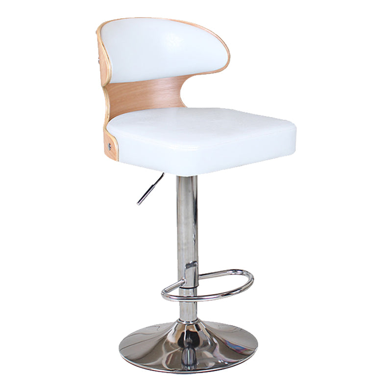 Modern Backrest Liftable Stool Steel Household Bar Stool with Cushion and Pedal White 1 Piece Clearhalo 'Bar Furniture' 'Bar Stools' 'bar_stools' 'furn' 'furn_bar_stools' 'furniture_bar_stools' 'Kitchen & Dining Furniture' 'kitchen&dining_furn' 'kitchen' 'kitchen_furn' Furniture' 4354600