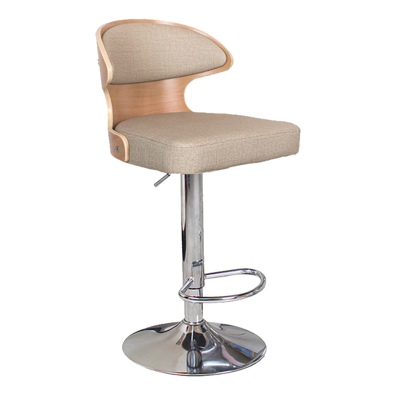 Modern Backrest Liftable Stool Steel Household Bar Stool with Cushion and Pedal Gray-Khaki 1 Piece Clearhalo 'Bar Furniture' 'Bar Stools' 'bar_stools' 'furn' 'furn_bar_stools' 'furniture_bar_stools' 'Kitchen & Dining Furniture' 'kitchen&dining_furn' 'kitchen' 'kitchen_furn' Furniture' 4354604