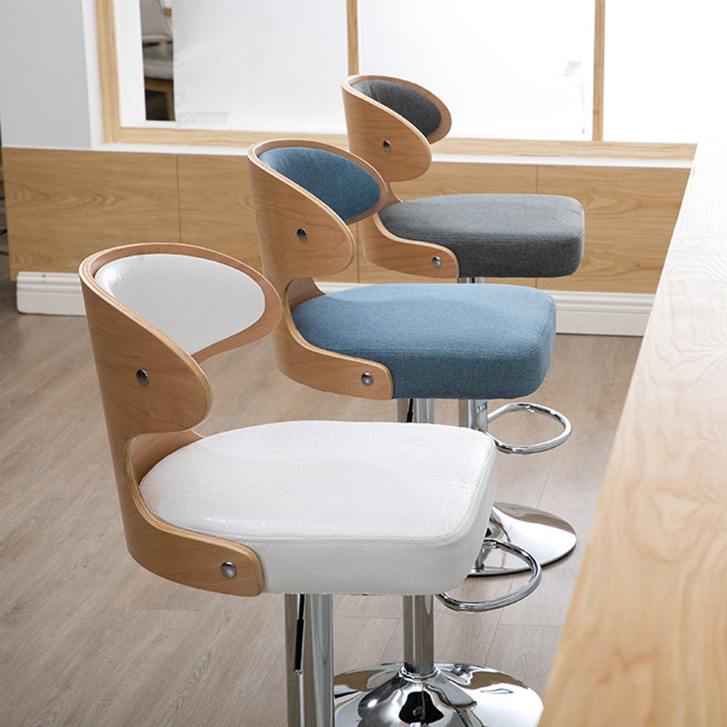 Modern Backrest Liftable Stool Steel Household Bar Stool with Cushion and Pedal Clearhalo 'Bar Furniture' 'Bar Stools' 'bar_stools' 'furn' 'furn_bar_stools' 'furniture_bar_stools' 'Kitchen & Dining Furniture' 'kitchen&dining_furn' 'kitchen' 'kitchen_furn' Furniture' 4354607