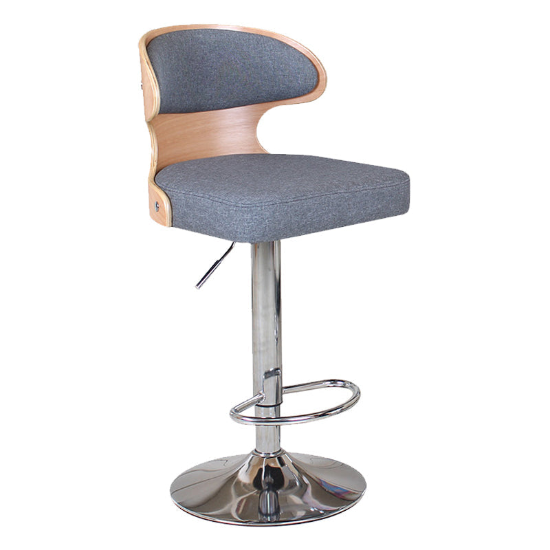 Modern Backrest Liftable Stool Steel Household Bar Stool with Cushion and Pedal Smoke Gray 1 Piece Clearhalo 'Bar Furniture' 'Bar Stools' 'bar_stools' 'furn' 'furn_bar_stools' 'furniture_bar_stools' 'Kitchen & Dining Furniture' 'kitchen&dining_furn' 'kitchen' 'kitchen_furn' Furniture' 4354608