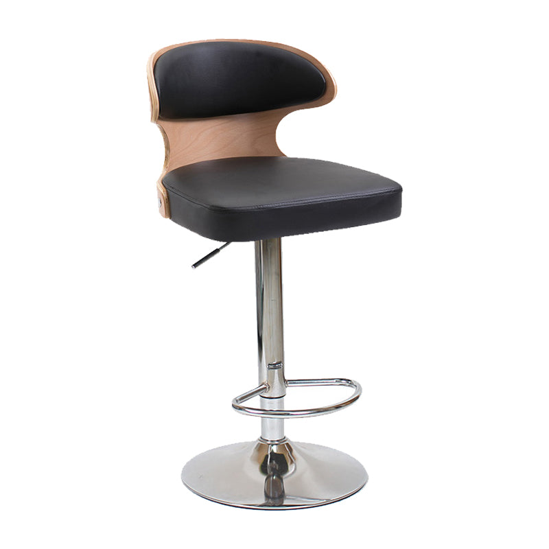 Modern Backrest Liftable Stool Steel Household Bar Stool with Cushion and Pedal Matte Black 1 Piece Clearhalo 'Bar Furniture' 'Bar Stools' 'bar_stools' 'furn' 'furn_bar_stools' 'furniture_bar_stools' 'Kitchen & Dining Furniture' 'kitchen&dining_furn' 'kitchen' 'kitchen_furn' Furniture' 4354610
