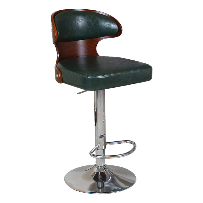 Modern Backrest Liftable Stool Steel Household Bar Stool with Cushion and Pedal Blackish Green 1 Piece Clearhalo 'Bar Furniture' 'Bar Stools' 'bar_stools' 'furn' 'furn_bar_stools' 'furniture_bar_stools' 'Kitchen & Dining Furniture' 'kitchen&dining_furn' 'kitchen' 'kitchen_furn' Furniture' 4354611