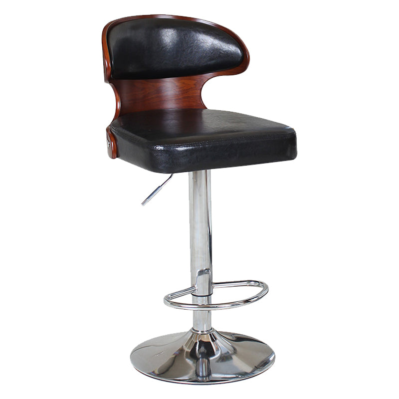 Modern Backrest Liftable Stool Steel Household Bar Stool with Cushion and Pedal Black 1 Piece Clearhalo 'Bar Furniture' 'Bar Stools' 'bar_stools' 'furn' 'furn_bar_stools' 'furniture_bar_stools' 'Kitchen & Dining Furniture' 'kitchen&dining_furn' 'kitchen' 'kitchen_furn' Furniture' 4354613