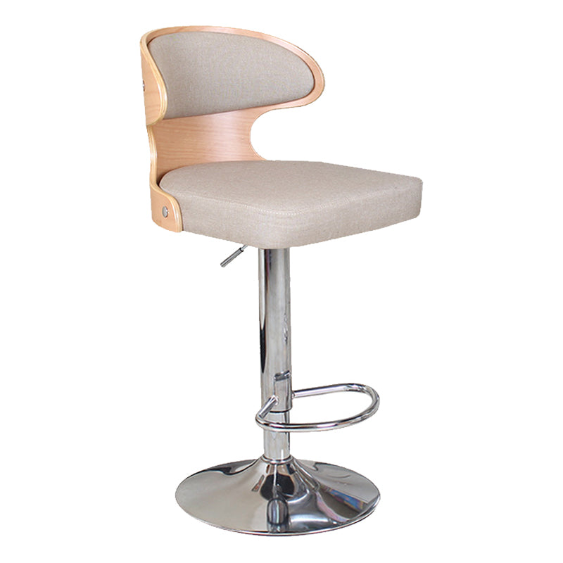 Modern Backrest Liftable Stool Steel Household Bar Stool with Cushion and Pedal Khaki 1 Piece Clearhalo 'Bar Furniture' 'Bar Stools' 'bar_stools' 'furn' 'furn_bar_stools' 'furniture_bar_stools' 'Kitchen & Dining Furniture' 'kitchen&dining_furn' 'kitchen' 'kitchen_furn' Furniture' 4354617