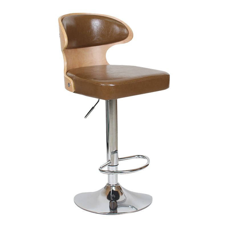 Modern Backrest Liftable Stool Steel Household Bar Stool with Cushion and Pedal Dark Coffee 1 Piece Clearhalo 'Bar Furniture' 'Bar Stools' 'bar_stools' 'furn' 'furn_bar_stools' 'furniture_bar_stools' 'Kitchen & Dining Furniture' 'kitchen&dining_furn' 'kitchen' 'kitchen_furn' Furniture' 4354618
