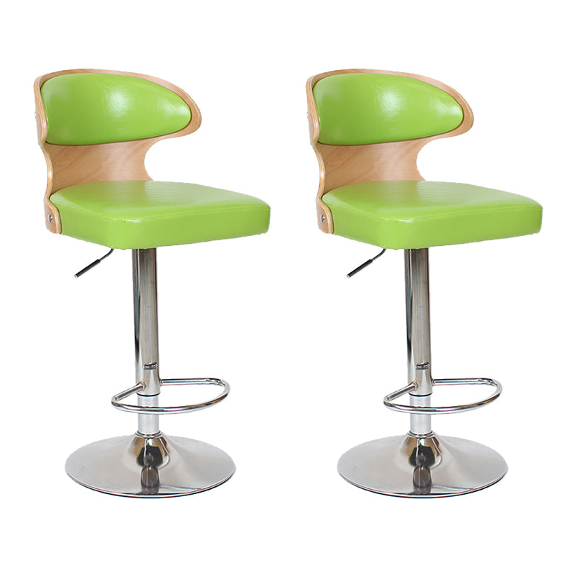 Modern Backrest Liftable Stool Steel Household Bar Stool with Cushion and Pedal Green 2 Piece Set Clearhalo 'Bar Furniture' 'Bar Stools' 'bar_stools' 'furn' 'furn_bar_stools' 'furniture_bar_stools' 'Kitchen & Dining Furniture' 'kitchen&dining_furn' 'kitchen' 'kitchen_furn' Furniture' 4354619