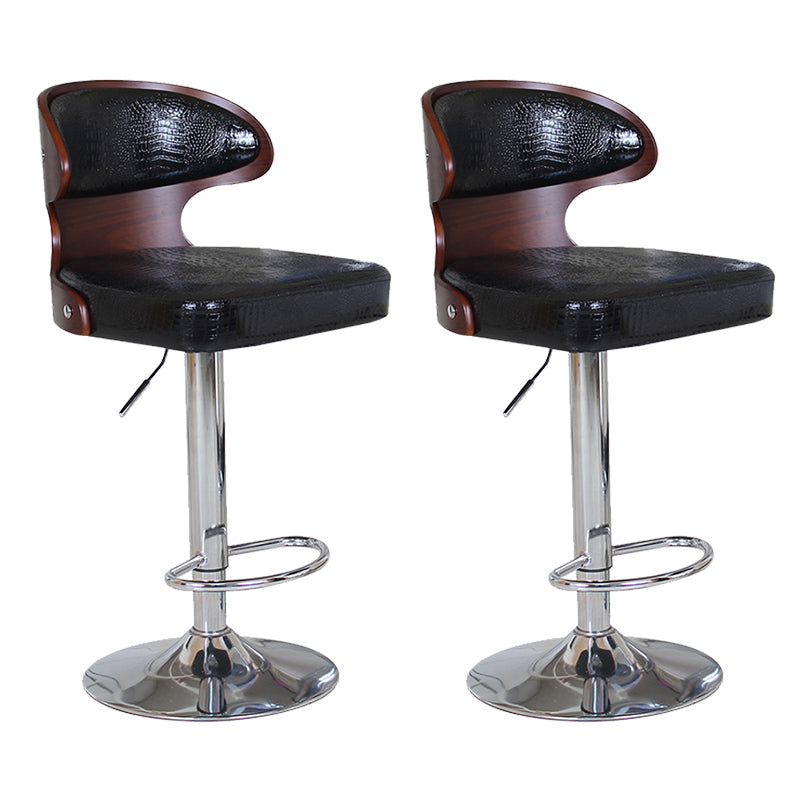 Modern Backrest Liftable Stool Steel Household Bar Stool with Cushion and Pedal Gloss Black 2 Piece Set Clearhalo 'Bar Furniture' 'Bar Stools' 'bar_stools' 'furn' 'furn_bar_stools' 'furniture_bar_stools' 'Kitchen & Dining Furniture' 'kitchen&dining_furn' 'kitchen' 'kitchen_furn' Furniture' 4354620