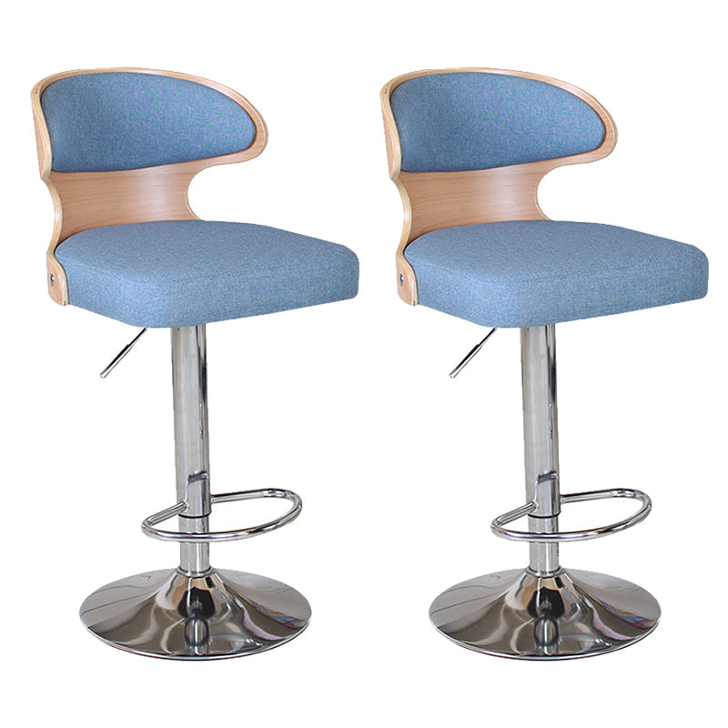 Modern Backrest Liftable Stool Steel Household Bar Stool with Cushion and Pedal Blue 2 Piece Set Clearhalo 'Bar Furniture' 'Bar Stools' 'bar_stools' 'furn' 'furn_bar_stools' 'furniture_bar_stools' 'Kitchen & Dining Furniture' 'kitchen&dining_furn' 'kitchen' 'kitchen_furn' Furniture' 4354622