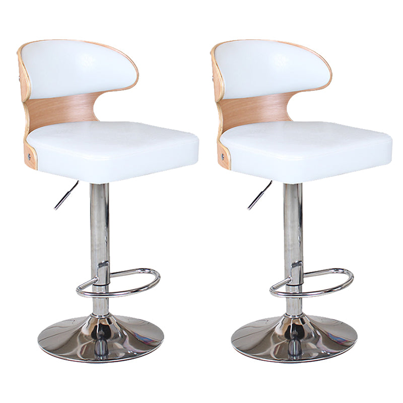 Modern Backrest Liftable Stool Steel Household Bar Stool with Cushion and Pedal White 2 Piece Set Clearhalo 'Bar Furniture' 'Bar Stools' 'bar_stools' 'furn' 'furn_bar_stools' 'furniture_bar_stools' 'Kitchen & Dining Furniture' 'kitchen&dining_furn' 'kitchen' 'kitchen_furn' Furniture' 4354623