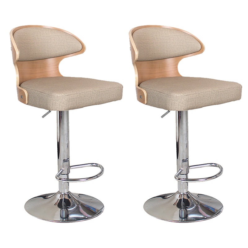 Modern Backrest Liftable Stool Steel Household Bar Stool with Cushion and Pedal Gray-Khaki 2 Piece Set Clearhalo 'Bar Furniture' 'Bar Stools' 'bar_stools' 'furn' 'furn_bar_stools' 'furniture_bar_stools' 'Kitchen & Dining Furniture' 'kitchen&dining_furn' 'kitchen' 'kitchen_furn' Furniture' 4354625