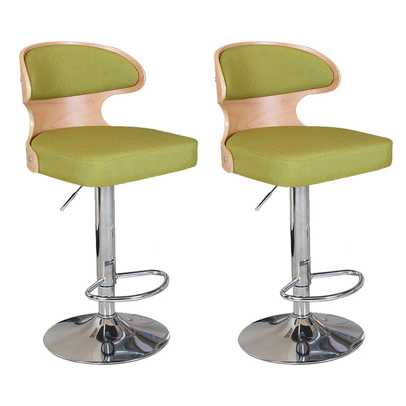 Modern Backrest Liftable Stool Steel Household Bar Stool with Cushion and Pedal Fluorescent Green 2 Piece Set Clearhalo 'Bar Furniture' 'Bar Stools' 'bar_stools' 'furn' 'furn_bar_stools' 'furniture_bar_stools' 'Kitchen & Dining Furniture' 'kitchen&dining_furn' 'kitchen' 'kitchen_furn' Furniture' 4354626