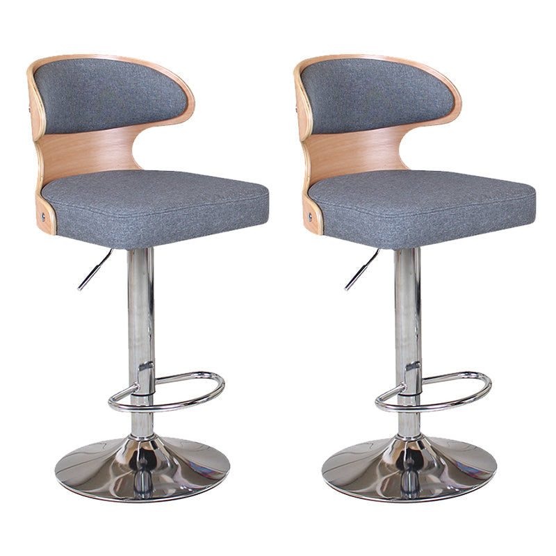 Modern Backrest Liftable Stool Steel Household Bar Stool with Cushion and Pedal Smoke Gray 2 Piece Set Clearhalo 'Bar Furniture' 'Bar Stools' 'bar_stools' 'furn' 'furn_bar_stools' 'furniture_bar_stools' 'Kitchen & Dining Furniture' 'kitchen&dining_furn' 'kitchen' 'kitchen_furn' Furniture' 4354627