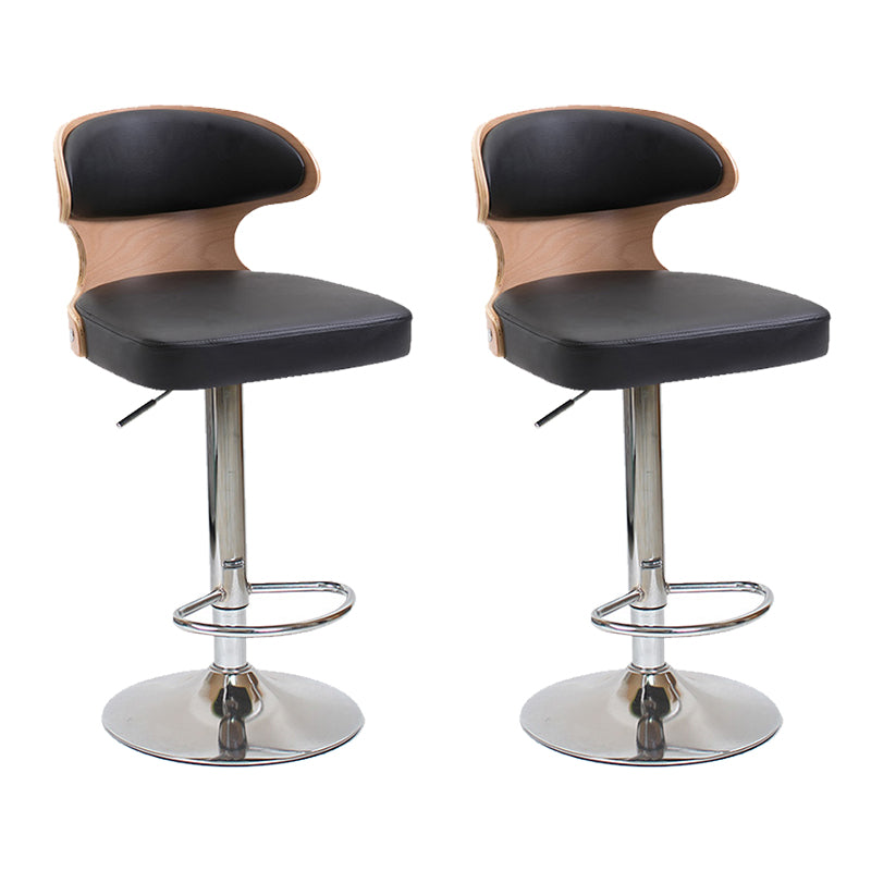 Modern Backrest Liftable Stool Steel Household Bar Stool with Cushion and Pedal Matte Black 2 Piece Set Clearhalo 'Bar Furniture' 'Bar Stools' 'bar_stools' 'furn' 'furn_bar_stools' 'furniture_bar_stools' 'Kitchen & Dining Furniture' 'kitchen&dining_furn' 'kitchen' 'kitchen_furn' Furniture' 4354628