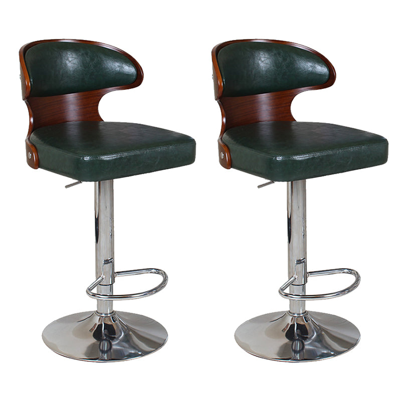Modern Backrest Liftable Stool Steel Household Bar Stool with Cushion and Pedal Blackish Green 2 Piece Set Clearhalo 'Bar Furniture' 'Bar Stools' 'bar_stools' 'furn' 'furn_bar_stools' 'furniture_bar_stools' 'Kitchen & Dining Furniture' 'kitchen&dining_furn' 'kitchen' 'kitchen_furn' Furniture' 4354629