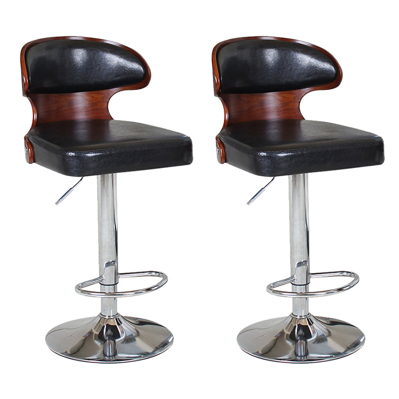 Modern Backrest Liftable Stool Steel Household Bar Stool with Cushion and Pedal Black 2 Piece Set Clearhalo 'Bar Furniture' 'Bar Stools' 'bar_stools' 'furn' 'furn_bar_stools' 'furniture_bar_stools' 'Kitchen & Dining Furniture' 'kitchen&dining_furn' 'kitchen' 'kitchen_furn' Furniture' 4354630