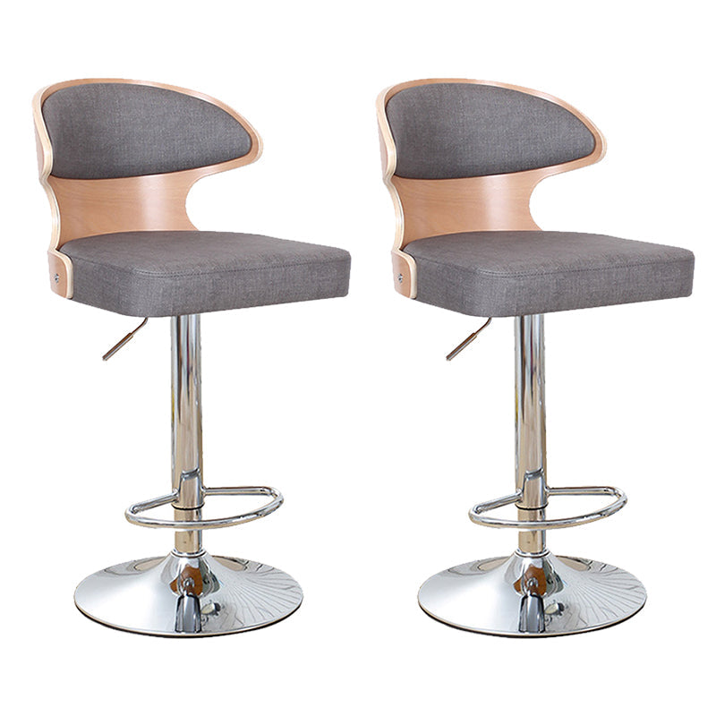 Modern Backrest Liftable Stool Steel Household Bar Stool with Cushion and Pedal Grey 2 Piece Set Clearhalo 'Bar Furniture' 'Bar Stools' 'bar_stools' 'furn' 'furn_bar_stools' 'furniture_bar_stools' 'Kitchen & Dining Furniture' 'kitchen&dining_furn' 'kitchen' 'kitchen_furn' Furniture' 4354631