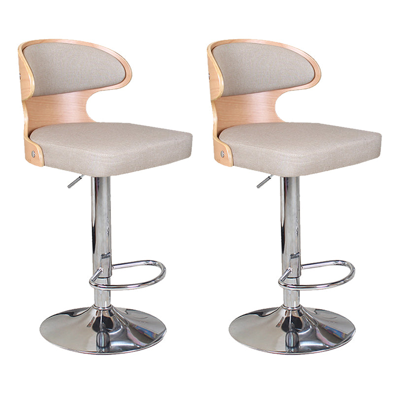 Modern Backrest Liftable Stool Steel Household Bar Stool with Cushion and Pedal Khaki 2 Piece Set Clearhalo 'Bar Furniture' 'Bar Stools' 'bar_stools' 'furn' 'furn_bar_stools' 'furniture_bar_stools' 'Kitchen & Dining Furniture' 'kitchen&dining_furn' 'kitchen' 'kitchen_furn' Furniture' 4354632