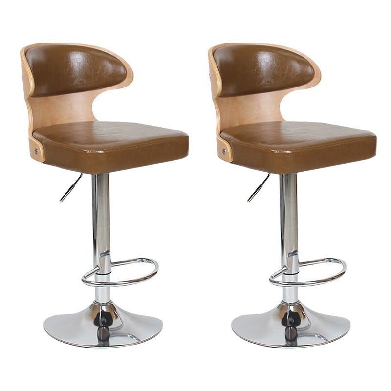 Modern Backrest Liftable Stool Steel Household Bar Stool with Cushion and Pedal Dark Coffee 2 Piece Set Clearhalo 'Bar Furniture' 'Bar Stools' 'bar_stools' 'furn' 'furn_bar_stools' 'furniture_bar_stools' 'Kitchen & Dining Furniture' 'kitchen&dining_furn' 'kitchen' 'kitchen_furn' Furniture' 4354633
