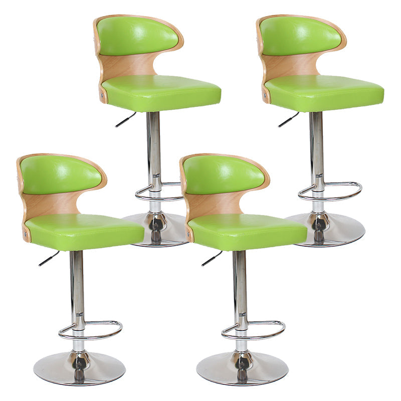 Modern Backrest Liftable Stool Steel Household Bar Stool with Cushion and Pedal Green 4 Piece Set Clearhalo 'Bar Furniture' 'Bar Stools' 'bar_stools' 'furn' 'furn_bar_stools' 'furniture_bar_stools' 'Kitchen & Dining Furniture' 'kitchen&dining_furn' 'kitchen' 'kitchen_furn' Furniture' 4354634