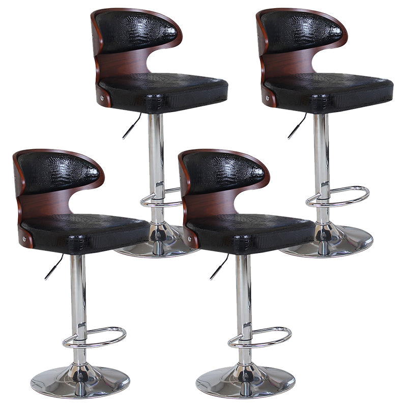 Modern Backrest Liftable Stool Steel Household Bar Stool with Cushion and Pedal Gloss Black 4 Piece Set Clearhalo 'Bar Furniture' 'Bar Stools' 'bar_stools' 'furn' 'furn_bar_stools' 'furniture_bar_stools' 'Kitchen & Dining Furniture' 'kitchen&dining_furn' 'kitchen' 'kitchen_furn' Furniture' 4354635