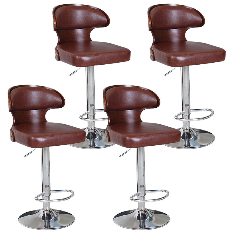 Modern Backrest Liftable Stool Steel Household Bar Stool with Cushion and Pedal Brown 4 Piece Set Clearhalo 'Bar Furniture' 'Bar Stools' 'bar_stools' 'furn' 'furn_bar_stools' 'furniture_bar_stools' 'Kitchen & Dining Furniture' 'kitchen&dining_furn' 'kitchen' 'kitchen_furn' Furniture' 4354636