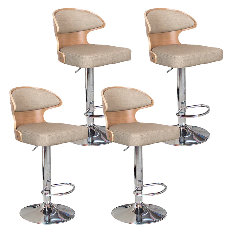 Modern Backrest Liftable Stool Steel Household Bar Stool with Cushion and Pedal Gray-Khaki 4 Piece Set Clearhalo 'Bar Furniture' 'Bar Stools' 'bar_stools' 'furn' 'furn_bar_stools' 'furniture_bar_stools' 'Kitchen & Dining Furniture' 'kitchen&dining_furn' 'kitchen' 'kitchen_furn' Furniture' 4354640