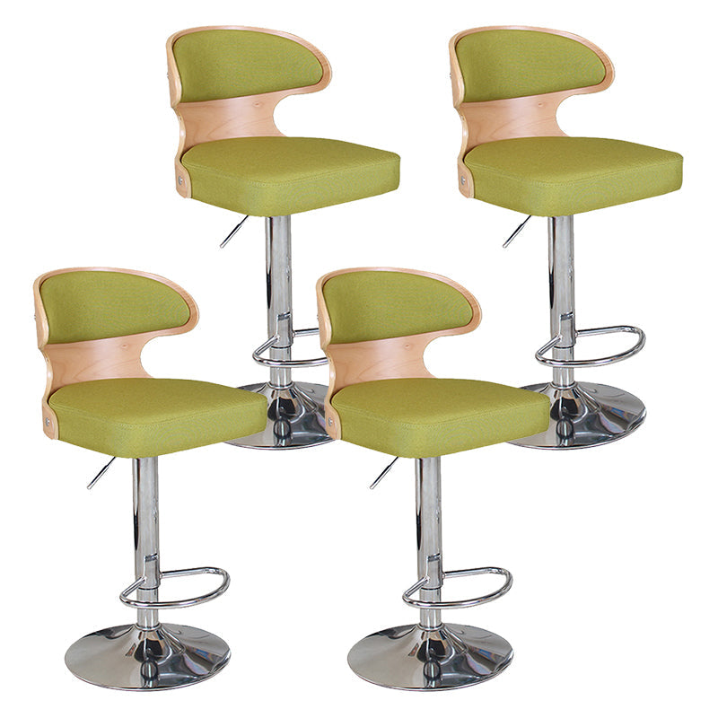 Modern Backrest Liftable Stool Steel Household Bar Stool with Cushion and Pedal Fluorescent Green 4 Piece Set Clearhalo 'Bar Furniture' 'Bar Stools' 'bar_stools' 'furn' 'furn_bar_stools' 'furniture_bar_stools' 'Kitchen & Dining Furniture' 'kitchen&dining_furn' 'kitchen' 'kitchen_furn' Furniture' 4354641