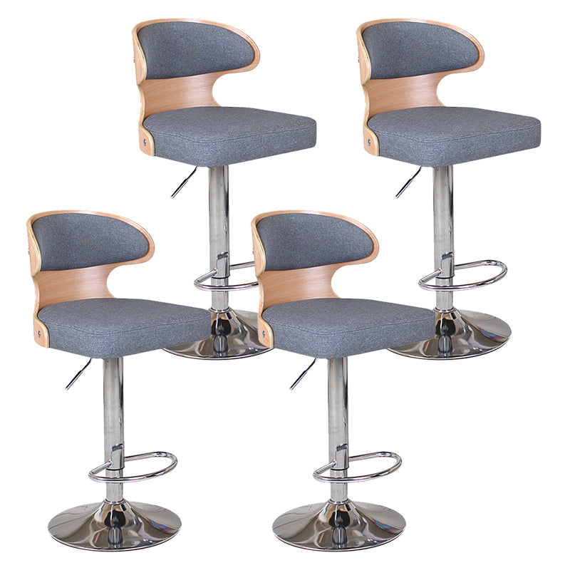 Modern Backrest Liftable Stool Steel Household Bar Stool with Cushion and Pedal Smoke Gray 4 Piece Set Clearhalo 'Bar Furniture' 'Bar Stools' 'bar_stools' 'furn' 'furn_bar_stools' 'furniture_bar_stools' 'Kitchen & Dining Furniture' 'kitchen&dining_furn' 'kitchen' 'kitchen_furn' Furniture' 4354642