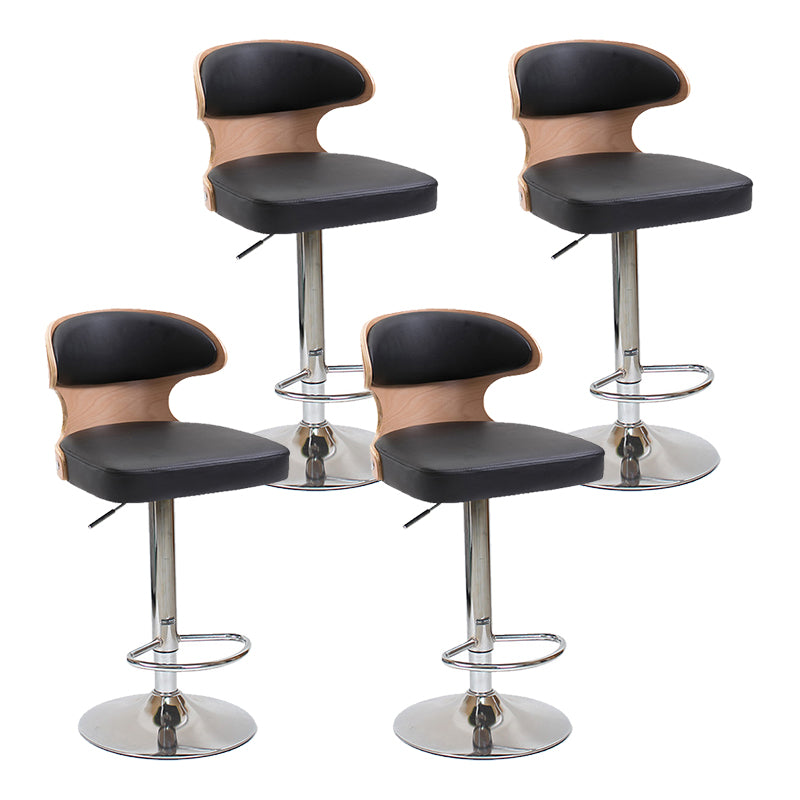 Modern Backrest Liftable Stool Steel Household Bar Stool with Cushion and Pedal Matte Black 4 Piece Set Clearhalo 'Bar Furniture' 'Bar Stools' 'bar_stools' 'furn' 'furn_bar_stools' 'furniture_bar_stools' 'Kitchen & Dining Furniture' 'kitchen&dining_furn' 'kitchen' 'kitchen_furn' Furniture' 4354643