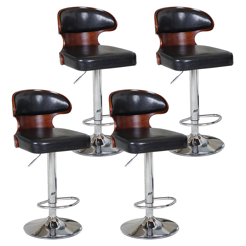 Modern Backrest Liftable Stool Steel Household Bar Stool with Cushion and Pedal Black 4 Piece Set Clearhalo 'Bar Furniture' 'Bar Stools' 'bar_stools' 'furn' 'furn_bar_stools' 'furniture_bar_stools' 'Kitchen & Dining Furniture' 'kitchen&dining_furn' 'kitchen' 'kitchen_furn' Furniture' 4354645