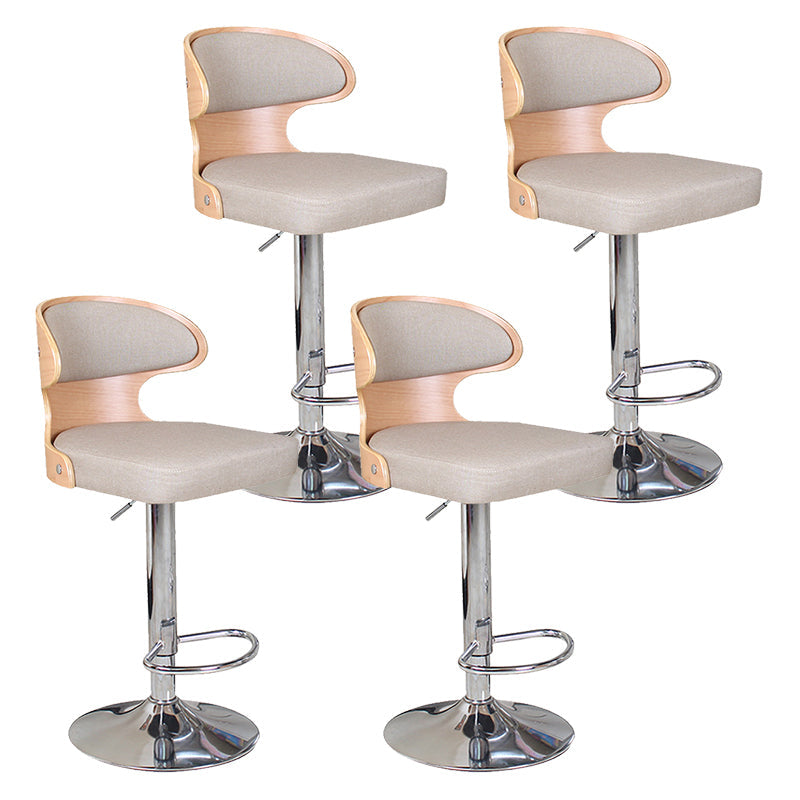 Modern Backrest Liftable Stool Steel Household Bar Stool with Cushion and Pedal Khaki 4 Piece Set Clearhalo 'Bar Furniture' 'Bar Stools' 'bar_stools' 'furn' 'furn_bar_stools' 'furniture_bar_stools' 'Kitchen & Dining Furniture' 'kitchen&dining_furn' 'kitchen' 'kitchen_furn' Furniture' 4354647