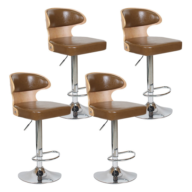 Modern Backrest Liftable Stool Steel Household Bar Stool with Cushion and Pedal Dark Coffee 4 Piece Set Clearhalo 'Bar Furniture' 'Bar Stools' 'bar_stools' 'furn' 'furn_bar_stools' 'furniture_bar_stools' 'Kitchen & Dining Furniture' 'kitchen&dining_furn' 'kitchen' 'kitchen_furn' Furniture' 4354648