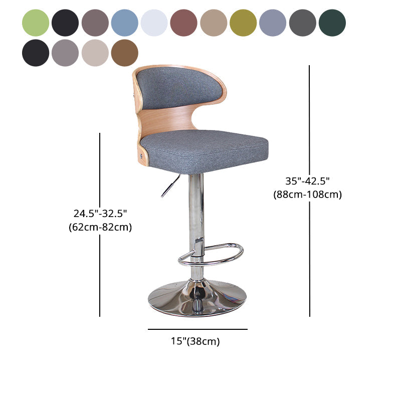 Modern Backrest Liftable Stool Steel Household Bar Stool with Cushion and Pedal Clearhalo 'Bar Furniture' 'Bar Stools' 'bar_stools' 'furn' 'furn_bar_stools' 'furniture_bar_stools' 'Kitchen & Dining Furniture' 'kitchen&dining_furn' 'kitchen' 'kitchen_furn' Furniture' 4354649