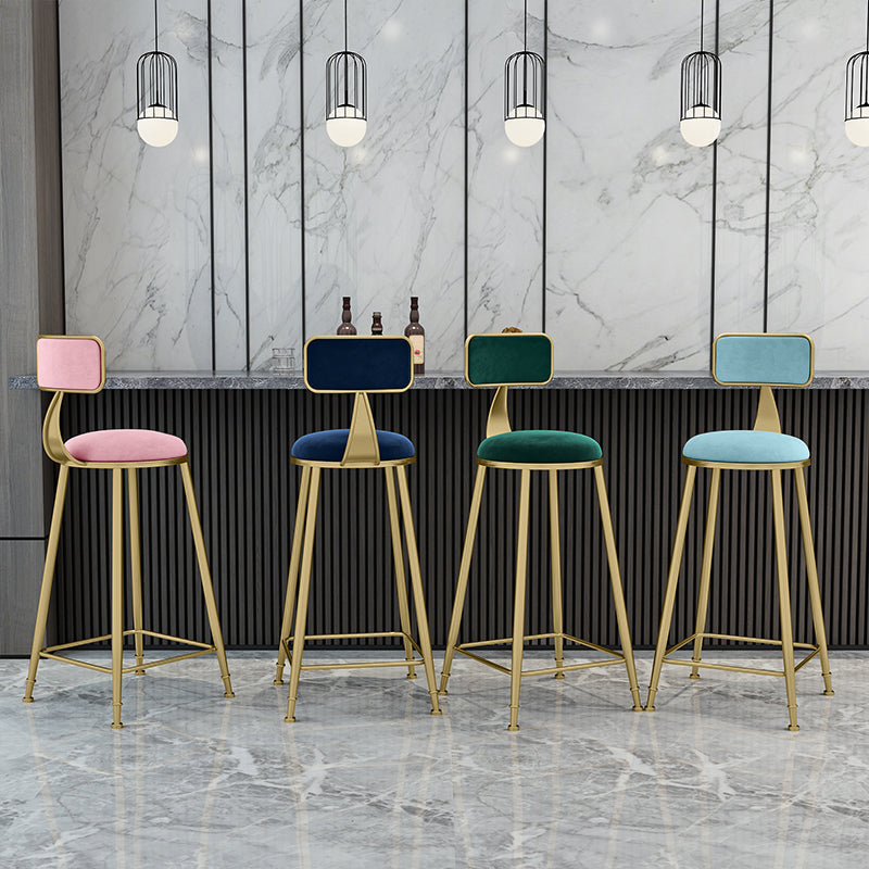 Glam Metal Upholstered Barstool Indoor Bar Stool With Cushion and Iron Legs Clearhalo 'Bar Furniture' 'Bar Stools' 'bar_stools' 'furn' 'furn_bar_stools' 'furniture_bar_stools' 'Kitchen & Dining Furniture' 'kitchen&dining_furn' 'kitchen' 'kitchen_furn' Furniture' 4354650