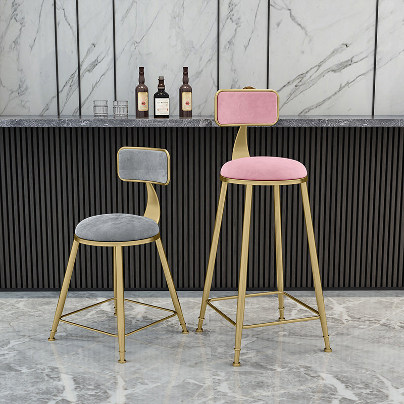 Glam Metal Upholstered Barstool Indoor Bar Stool With Cushion and Iron Legs Clearhalo 'Bar Furniture' 'Bar Stools' 'bar_stools' 'furn' 'furn_bar_stools' 'furniture_bar_stools' 'Kitchen & Dining Furniture' 'kitchen&dining_furn' 'kitchen' 'kitchen_furn' Furniture' 4354651